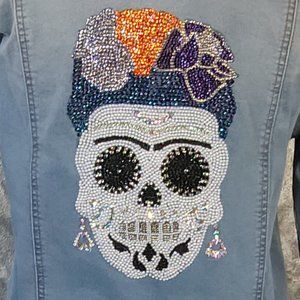 Unique One-of-a Kind Swarovski Crystals and Pearls Sugar Skull Jacket Women